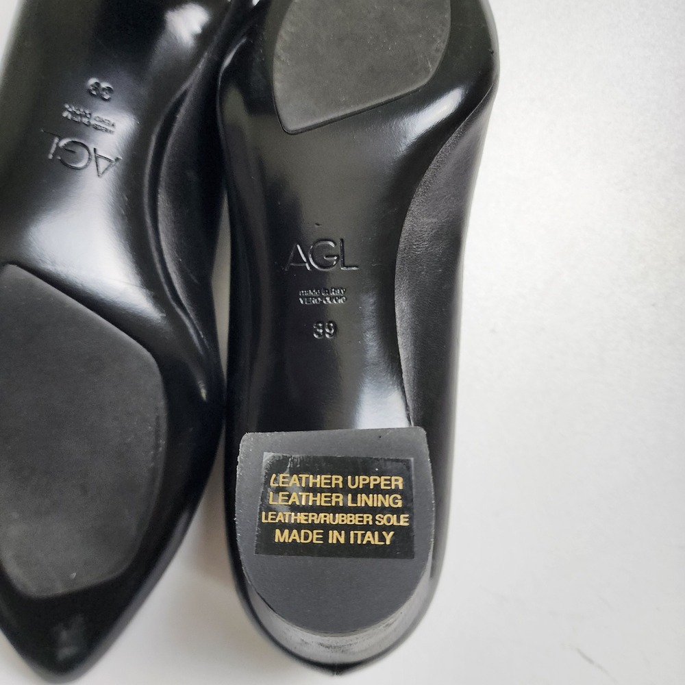 Attilio Giusti Leombruni Black Pointed Toe Mid Heel Pumps - Picture 10 of 12